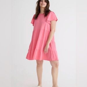 J. Crew NWT 3X Knit broken-in jersey tiered Pink dress